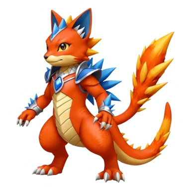 Gabite-Veemon-Digimon-Peppercat-Pokémon-Flamedramon-fusion-animal-creature, Full body  sticker