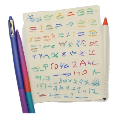 Handwriting to Text. colorful drawings. Near is pen sticker