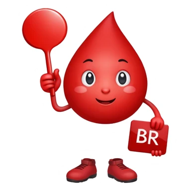 blood drop character holding a BRB sign sticker