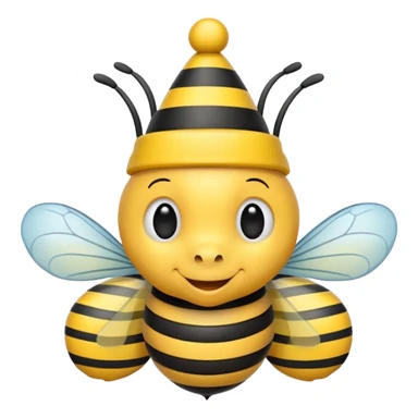 Bees with Birthday Hat, Happy bee with striped party hat sticker