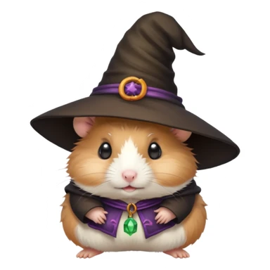cute hamster wearing a witch hat sticker