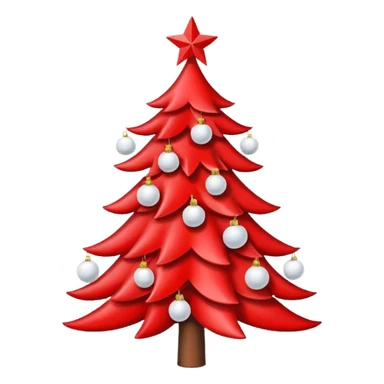 red Christmas tree with white star and white Christmas balls sticker