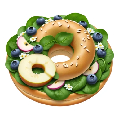 Pear spinach salad with half a blueberry bagel on the side sticker