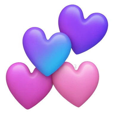 3 Heart purple, pink and blue sticker