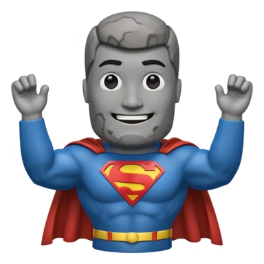 a moai emoji with a superman cape with the original facw sticker