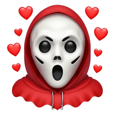 Ghostface from scream with hearts around him sticker