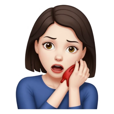 a brunette woman strangling herself sticker