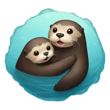 Sea otter mom and baby sticker