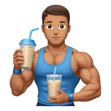bodybuilder holding protein shake sticker