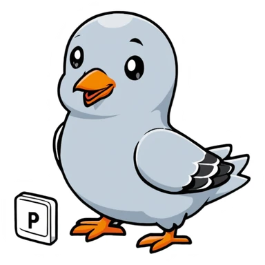 pigeon carefully parking a car in a parking spot sticker