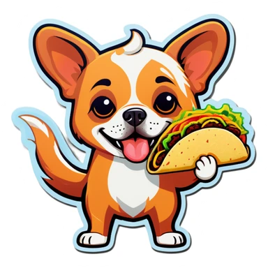 Dog with taco sticker