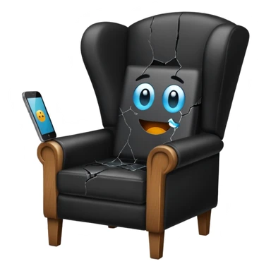 a phone in a chair looking sad sticker