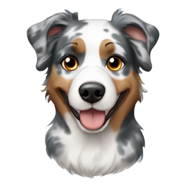 Bald man with blue Merle Australian shepherd sticker