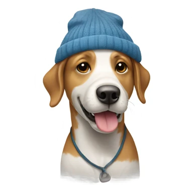 A winter dog with a hat sticker