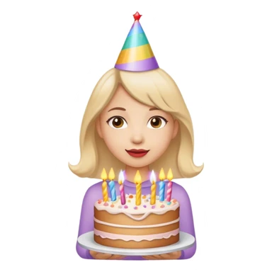 girl with birthday cake and hat sticker