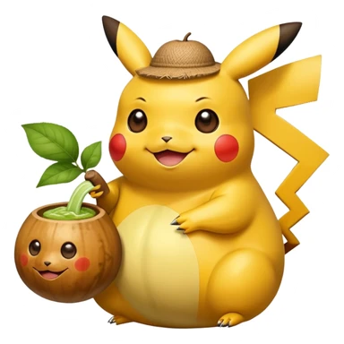 Cute happy Pikachu sipping from gourd Yerba mate from Argentina in hanD sticker