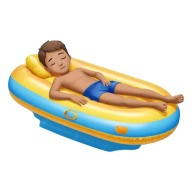 boy sleeping on a float in a swimming pool sticker