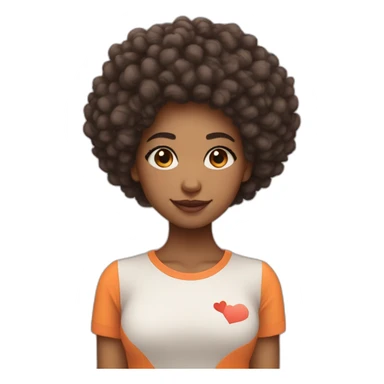 Light skin girl afro orange with heart shaped hands sticker