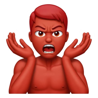 Create an emoji choking violently with hands on neck looking mad sticker