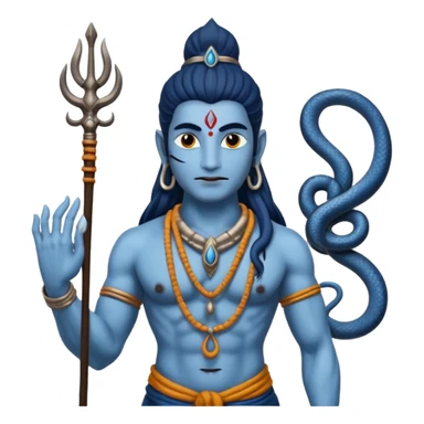 Mahadev real god  shiv not like cartoon  blue body and trishul and and had damru and nack around sanke  sticker