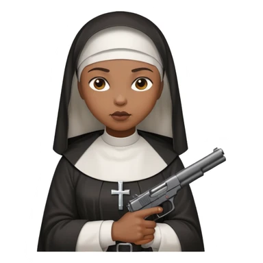 Black woman nun holding a gun sticker