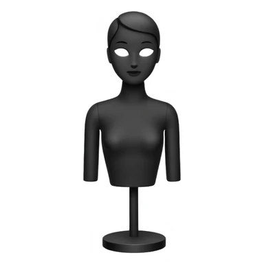 Minimalistic flat vector icon, iOS style, thin black contour on white background. Matte black mannequin in front of in 3D monochrome style. sticker