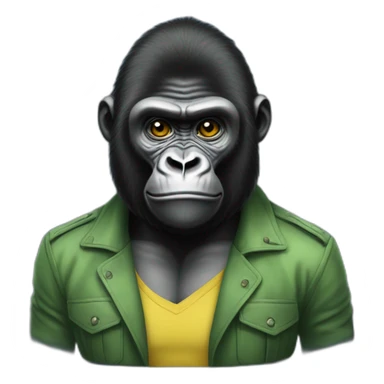 Gorilla with Volodymyr Zelenskyy sticker