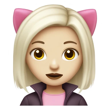 Cute pale vampire hello kitty girl split dye blonde and pink hair sticker