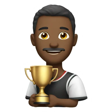 a man wth a champion cup sticker