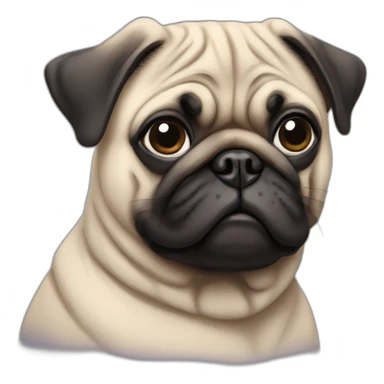 pug wearing a t-shirt sticker
