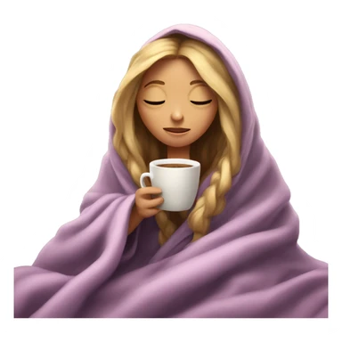 girl inside a blanket sipping coffee eyes closed like rapunzel sticker