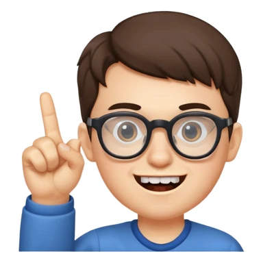 Nerd with glasses and one finger up and two teeth sticking out  sticker