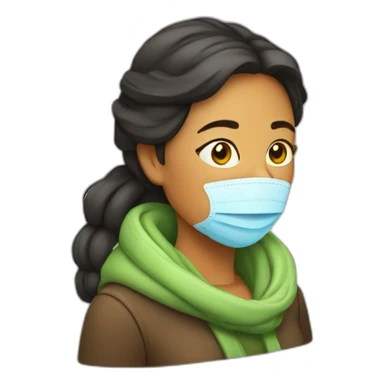 Sich woman having a cold sticker