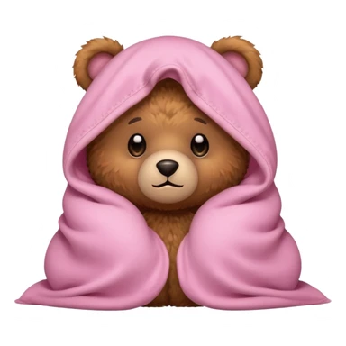 Scared teddy bear hiding under light pink covers sticker