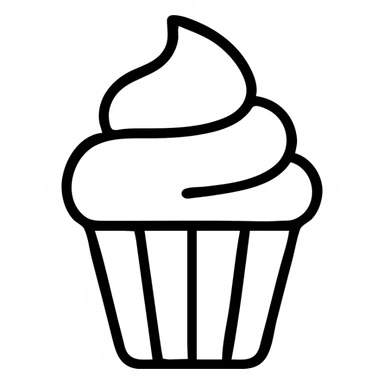 cupcake with pink icing outlined icon sticker