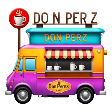 coffee truck with don perez cafe sign sticker
