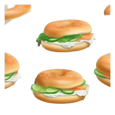 Bagel sandwich with cream cheese, cucumber, lettuce, tomato, and smoked salmon ￼ sticker
