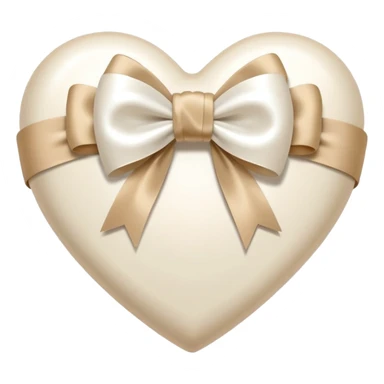 white heart with beige bow sticker