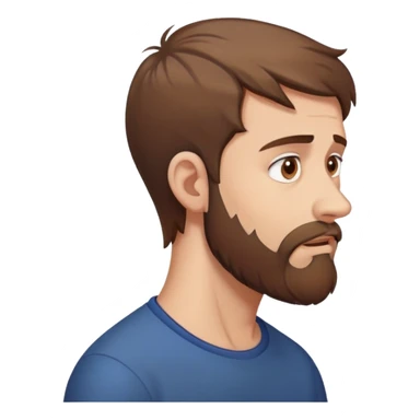 White man with brown hair and beard with anxiety and begging. profile view sticker