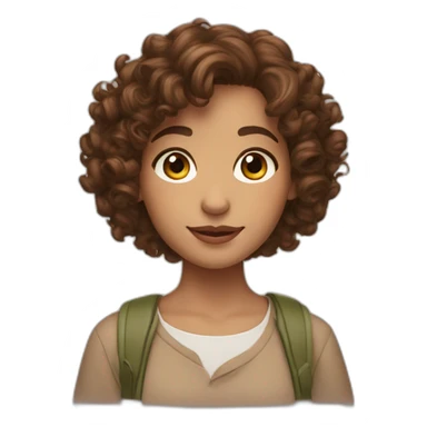 curly girl with brown bob hair brown eyes AirPods Pro green sticker