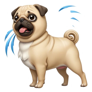 Pug being picked up by wind sticker