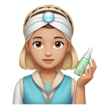 Clean girl aesthetic emoticons, apply skincare products, headband, glowing skin, vest, soft lighting
 sticker