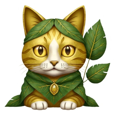 ancient cat with leaf cloth sticker