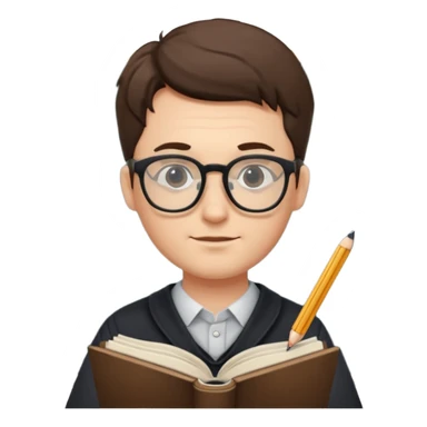 man write in book , wearing glasses sticker