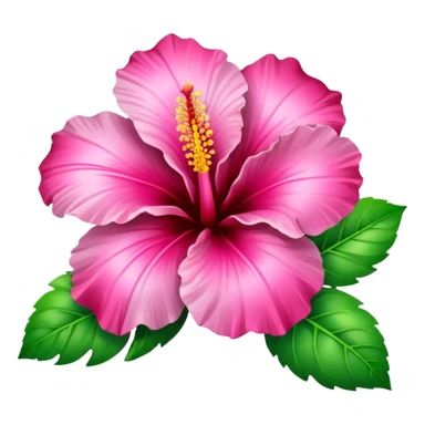 Gradient pink hibiscus with green leafs sticker