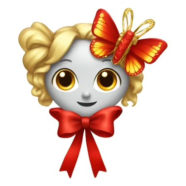 Red bow with gold butterfly  sticker