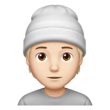 A guy head with white beanie sticker