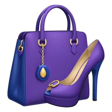 royal purple heels, cosmetics and deep blue bag emojis sticker
