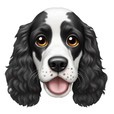 happy black and white english cocker spaniel with nose spots  sticker