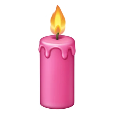 Draw a pink candle with a flame on it at an angle of 5 degrees from the horizontal. sticker